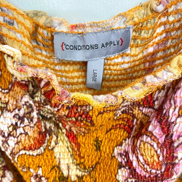 Anthropologie/Conditions Apply Yellow Smocked Sweetheart Blouse - Picture 4 of 5